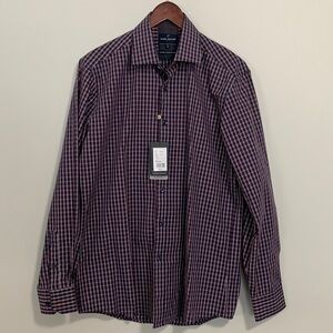 Daniel Hechter Plaid Long Sleeve Modern Fit Shirt No Iron Size M NWT